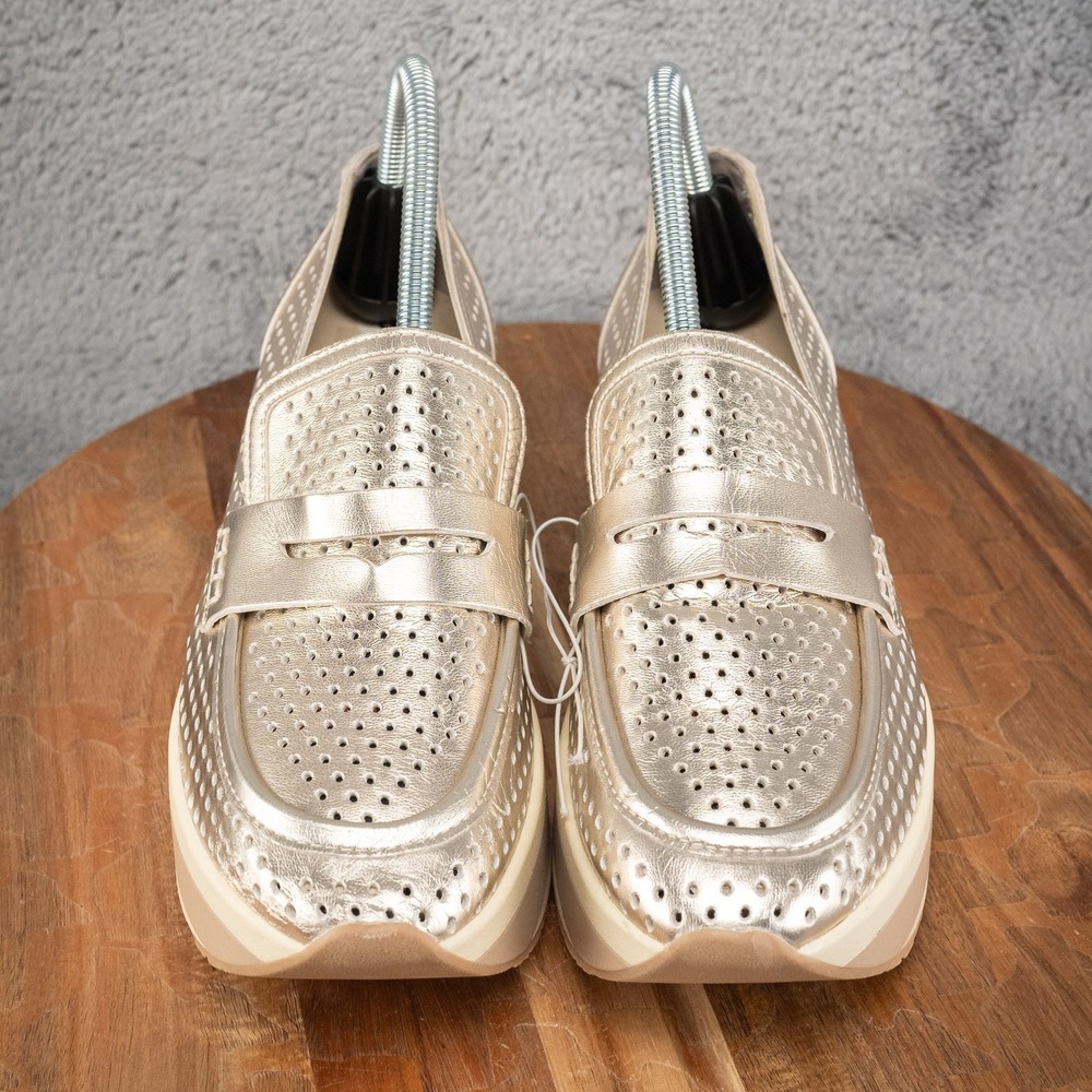 Dolce Vita Janine Slip-On Gold Metallic Perforated Wedge Size 9 Platform Shoes - Picture 2 of 6